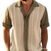 Men DJ Casual Shirts | Contrast Stripe Print Casual Short-Sleeved Shirt Photo Color