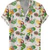 Men DJ Shirts | Cartoon Creative Mermaid Print Casual Short Sleeve Shirt Green