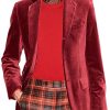 Men BXL Jacket | Men'S Vintage Solid Color Velvet Multi-Pocket Casual Blazer Red