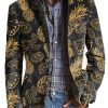 Men TH Print Jacket | Men'S Retro Fruit Print Casual Pocket Blazer Photo Color