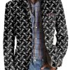 Men TH Print Jacket | Valentine'S Day Love Print Print Casual Pocket Blazer Black