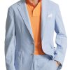 Men BXL Jacket | Men'S Solid Color Cotton And Linen Pocket Casual Blazer Light Blue