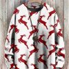 Men DJ Print Sweater | Christmas Elk Print Casual Crew Neck Pullover Sweater White