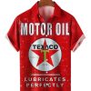 Men HLJ Shirts | Texaco Motor Oil Lube Perfect Vintage Print Casual Short Sleeve Shirt Red