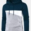 Men DJ T-Shirts | Men'S Color Block Print Basic Drawstring Hoodie Photo Color