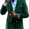 Men BXL Jacket | Retro Solid Color Gold Velvet Casual Double-Breasted Blazer Jade Green