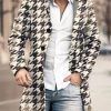 Men DJ Print Jacket | Vintage Houndstooth Print Double Pocket Single Breasted Jacket Photo Color