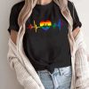 Women DJ | Rainbow Heartbeat Print Casual Round Neck Short Sleeve T-Shirt