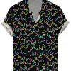 Men DJ Shirts | Rainbow Boobs Print Casual Short Sleeve Shirt Black