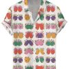 Men DJ Shirts | Colorful Boobies Floral Print Casual Short Sleeve Shirt Photo Color