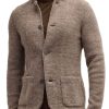 Men BXL Cardigan | Men'S Solid Color Knitted Pocket Casual Jacket Cardigan Camel