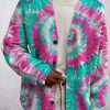 Men DJ Print Cardigan | Men'S Tie Dye Art Ethnic Pattern Print Buttoned Cardigan Sweater Photo Color