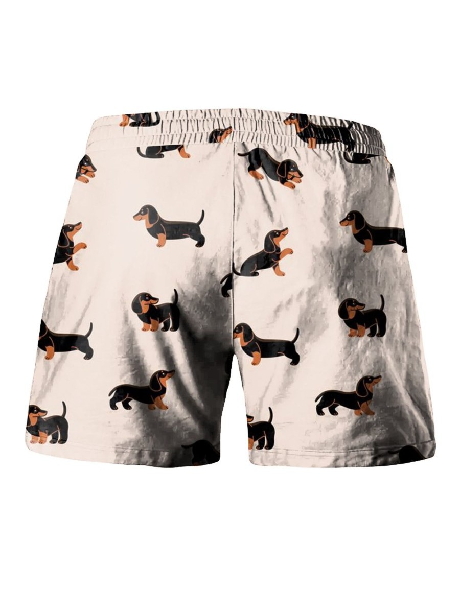 Men GYJ Bottoms | Puppy Print Casual Shorts Photo Color