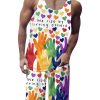 Men DJ Set | Fun Lgbt Print Round Neck Tank Top And Shorts Two-Piece Set Photo Color