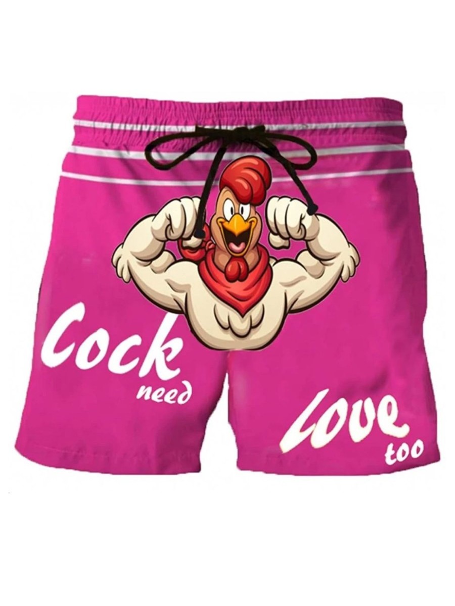 Men DJ Shorts | Cock Need Love Too Print Pocket Shorts Purple