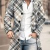 Men DJ Print Jacket | Retro Plaid Stand-Collar Single-Breasted Printed Double-Pocket Wool Coat Photo Color