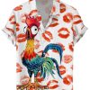 Men DJ Shirts | Fun Lip And Cock Print Casual Short Sleeve Shirt