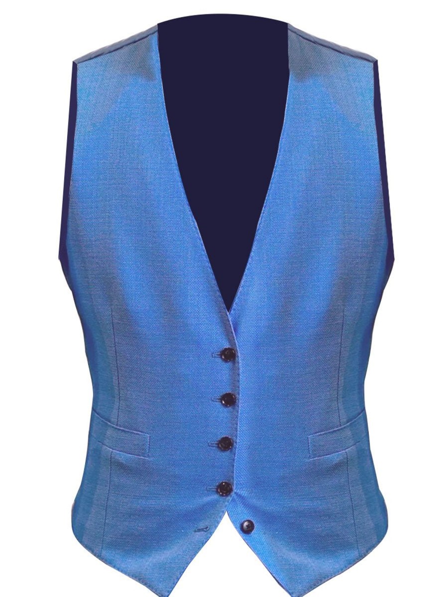 Men BXL Vest | Men'S Solid Color Pocket Button Casual Suit Vest Blue