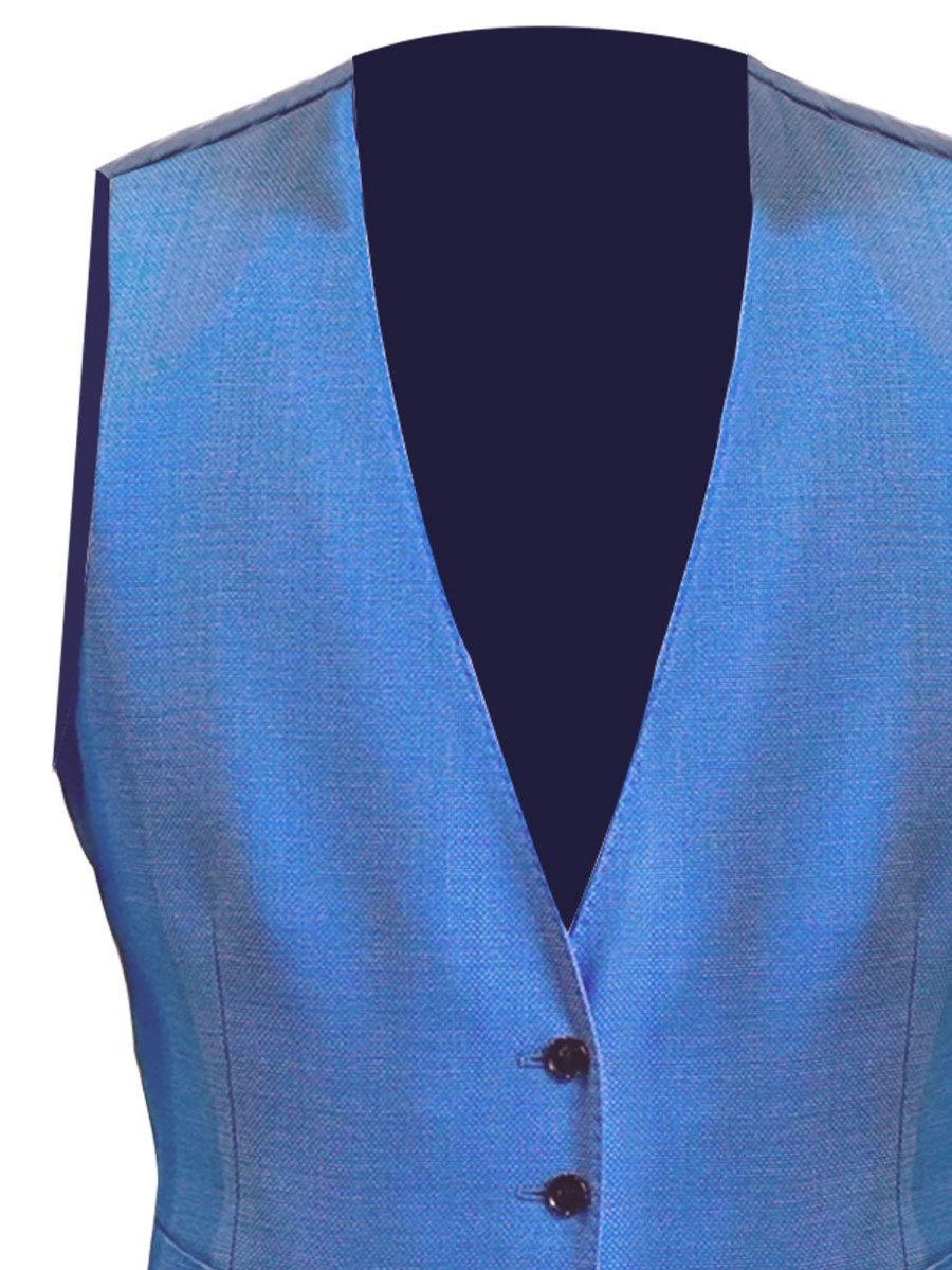 Men BXL Vest | Men'S Solid Color Pocket Button Casual Suit Vest Blue