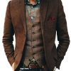 Men DJ Jacket | Retro Solid Color 3 Pocket Casual Blazer Photo Color