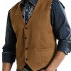 Men DJ Vest | American Retro Solid Color Suede Casual Vest Brown