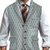 Men DJ Vest | Geometric Print Three-Pocket Lapel Suit Vest Photo Color