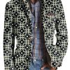 Men BXL Print Jacket | Men'S Clover Print Pocket Casual Blazer Black