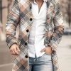 Men BXL Print Jacket | Men'S Casual Retro Plaid Print Single-Breasted Double-Pocket Wool Coat Khaki