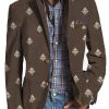 Men QMY Print Jacket | Vintage Printed Three Pocket Lapel Blazer Photo Color