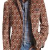 Men DJ Print Jacket | American Retro Geometric Print 3-Pocket Casual Blazer Photo Color