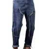 Men BXL Bottoms | Men'S Vintage Patchwork Washed Casual Jeans Blue