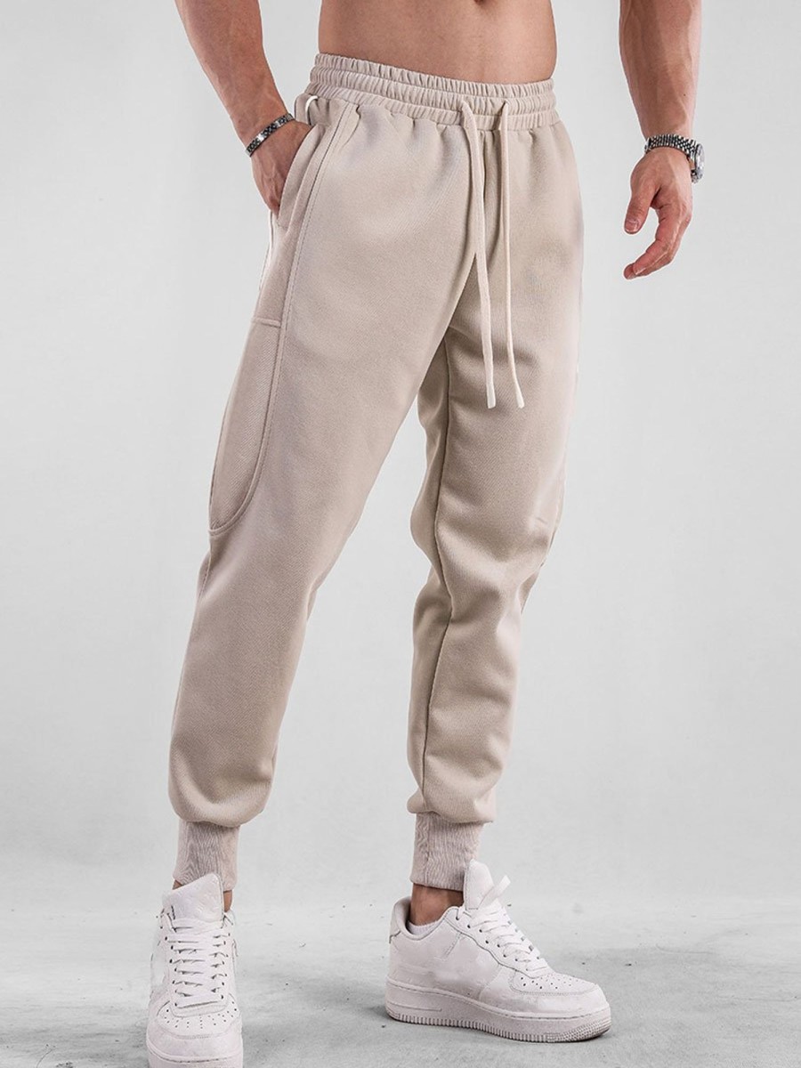 Men BXL Bottoms | Men'S Loose Casual Solid Color Stitching Sports Elastic Waist Pants