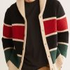 Men DJ Cardigan | Autumn And Winter Color Contrast Striped Lapel Knitted Cardigan Photo Color