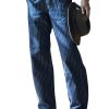 Men BXL Bottoms | Men'S Striped Denim Casual Elastic Waist Pants Blue