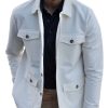 Men BXL Jacket | Men'S Solid Color Multi-Pocket Cotton Twill Casual Jacket White