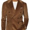 Men BXL Jacket | Men'S Vintage Solid Corduroy Double Breasted Pocket Casual Blazer Brown