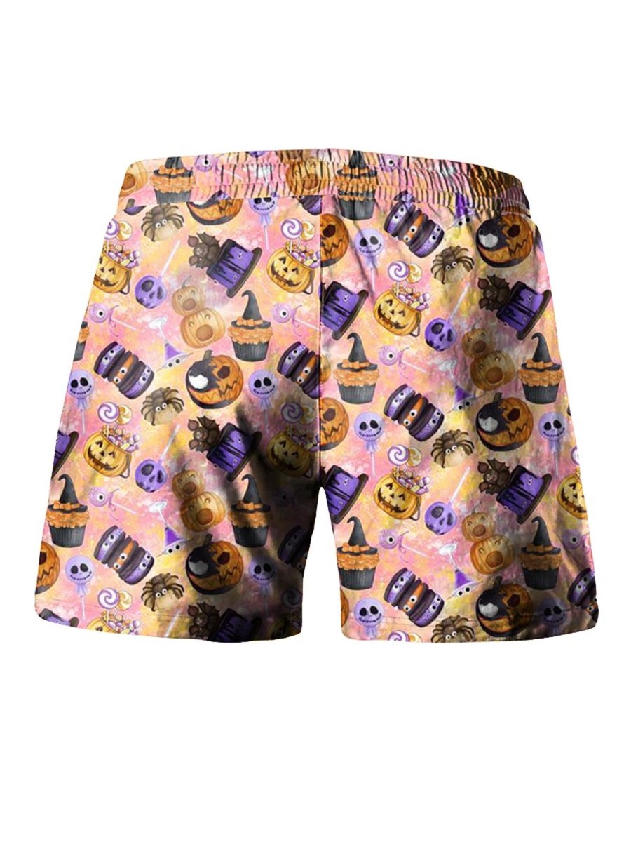 Men LJC Bottoms | Pumpkin Hat Print Track Shorts Photo Color