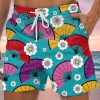 Men GYJ Shorts | Fan Flower Retro Print Casual Short Sleeve Shirt Photo Color