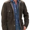 Men BXL Jacket | Vintage Multi-Pocket Suede Single-Breasted Casual Lapel Jacket Photo Color