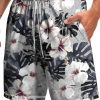 Men HLJ Bottoms | Men'S Tropical Hibiscus Beach Shorts Grey