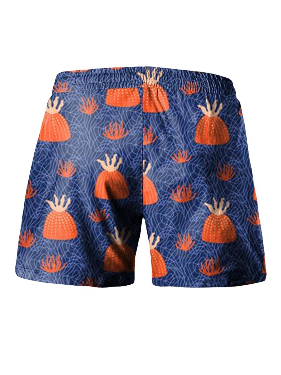 Men LJC Shorts | Pumpkin Dinosaur Print Track Shorts Photo Color