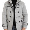 Men BXL Jacket | Men'S Thermal Cotton Double Breasted Hooded Casual Coat Gray