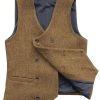 Men BXL Vest | Men'S Vintage Herringbone Wool Double-Breasted Casual Suit Vest Khaki