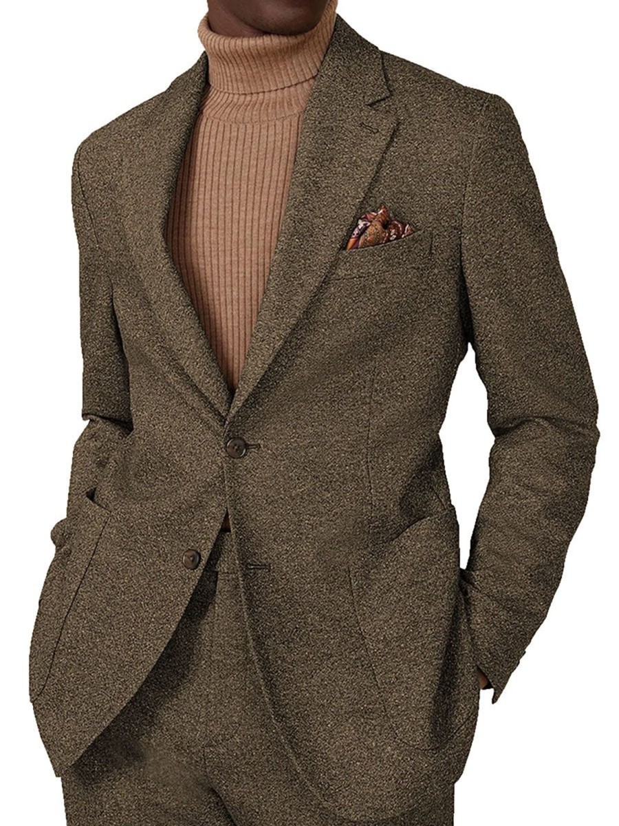 Men BXL Jacket | Men'S Vintage Multi-Pocket Casual Blazer Brown