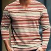 Men DJ Print Sweater | Retro Striped Print Casual V-Neck Knitted Pullover Sweater Photo Color