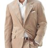 Men BXL Jacket | Men'S Multi-Pocket Solid Corduroy Casual Blazer Camel