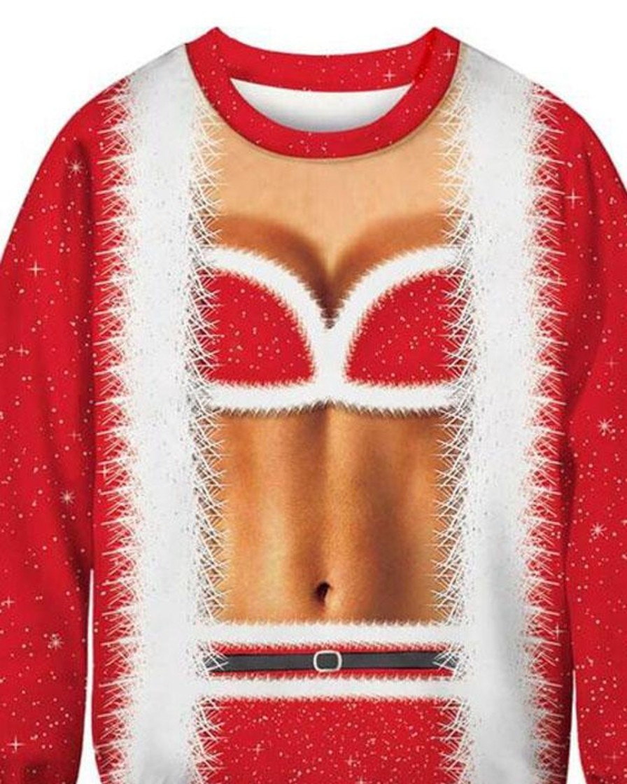 Men DJ Ugly Sweater | Creative And Funny Christmas Crewneck Sweatshirts Red