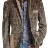 Men BXL Print Jacket | Men'S Retro Ethnic Print Casual Multi-Pocket Blazer Photo Color