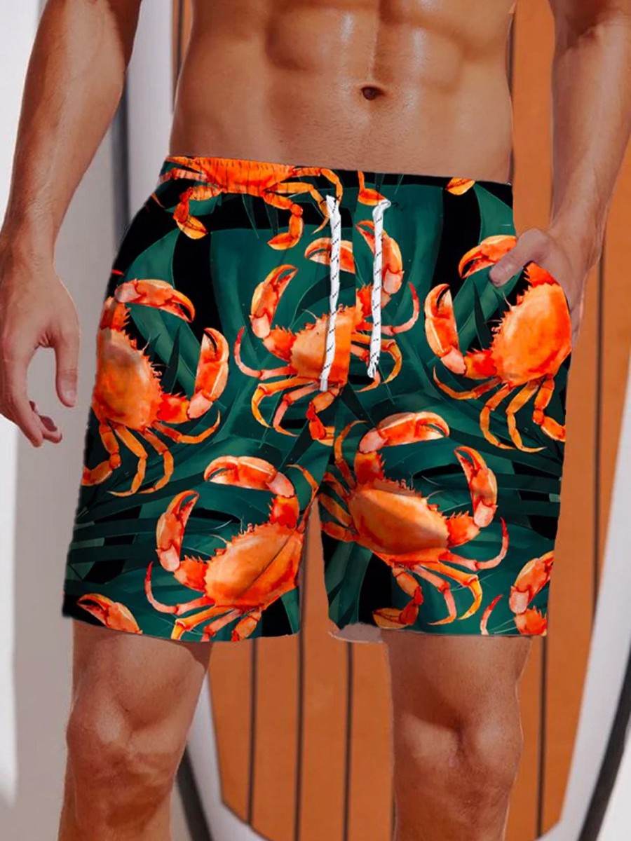 Men DJ Bottoms | Sea Crab Printing Shorts Photo Color