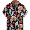 Men HLJ Shirts | Men'S Magic Skull Print Casual Short Sleeve Shirt Photo Color